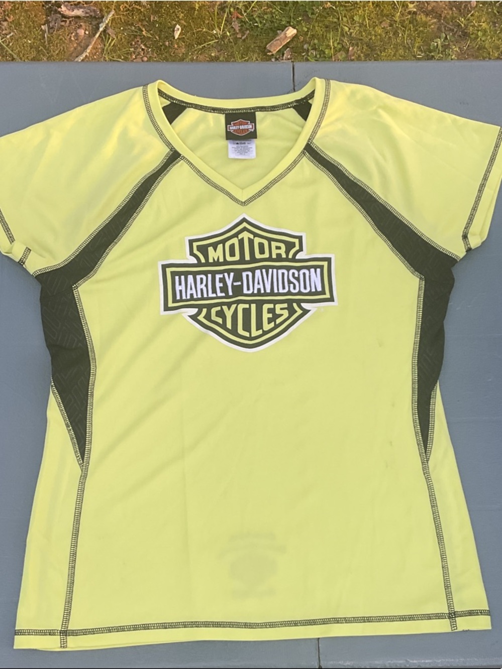 Harley-Davidson Lime Green and Dark Green Logo Performance Tee